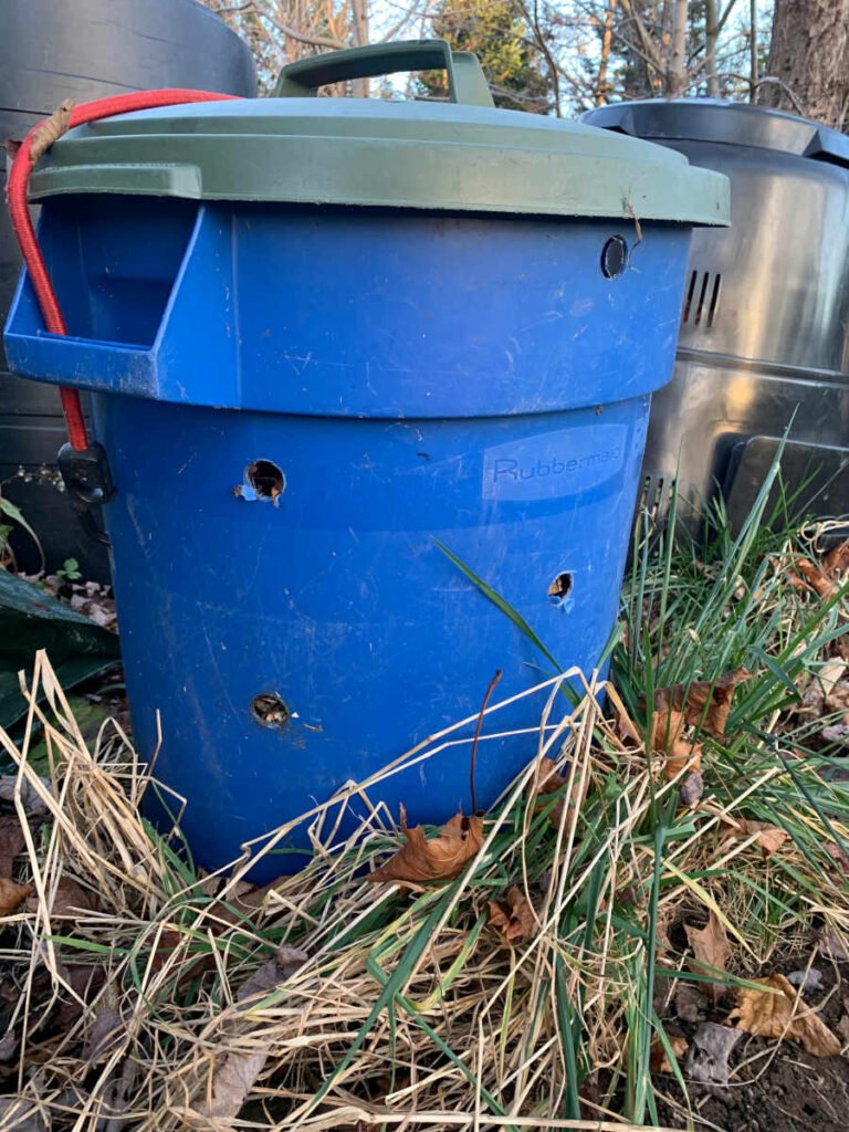 Blue Compost Bin with Black lid