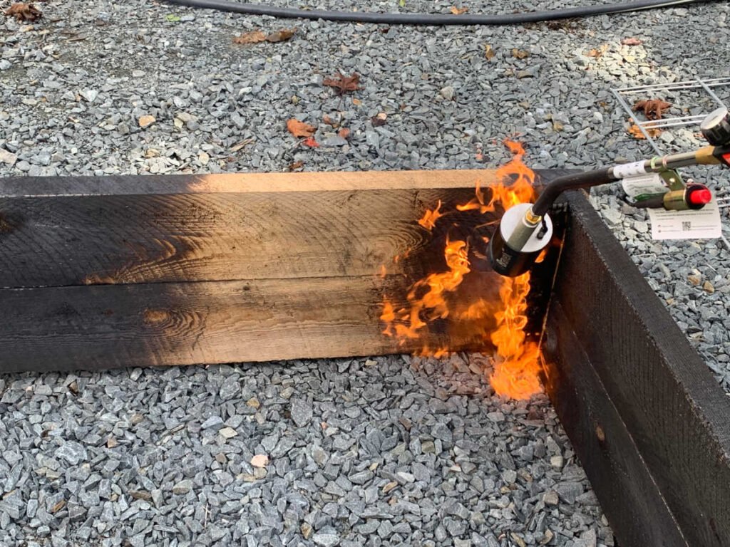 Burning the inside of raised garden boxes