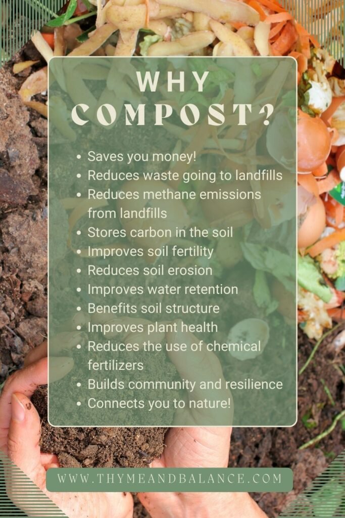 A poster listing several benefits of composting