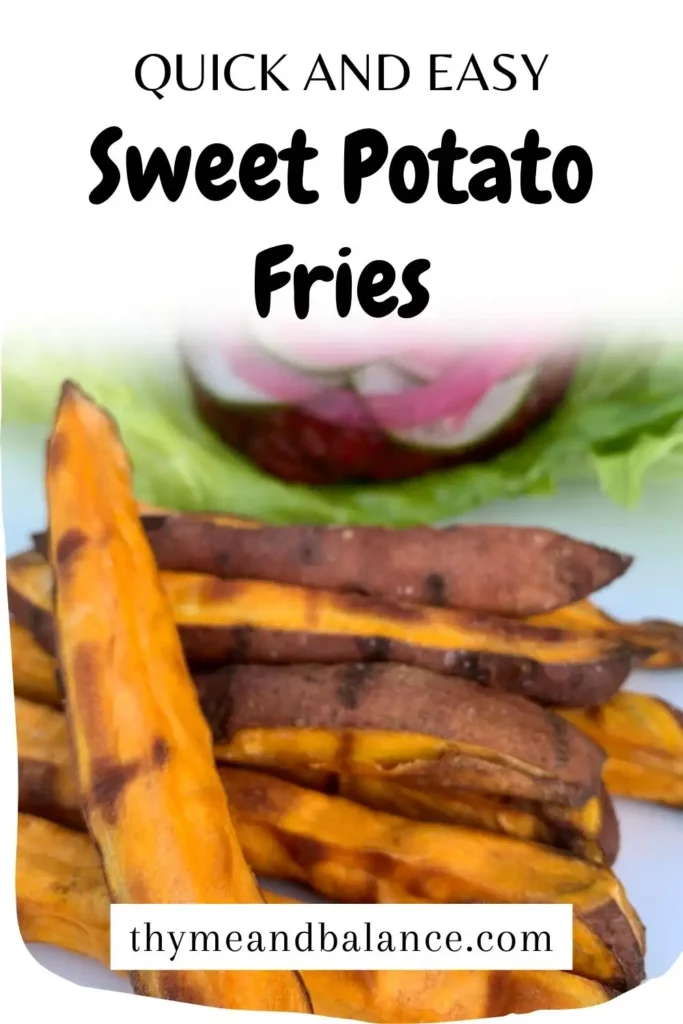 Stack of golden oven baked sweet potato fries on a plate. Simple AIP, Paleo, and Whole30 friendly recipe for a healthy side dish.